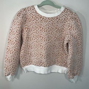 Leopard jacquard puff sleeve sweatshirt. Excellent condition, size 6 girls.